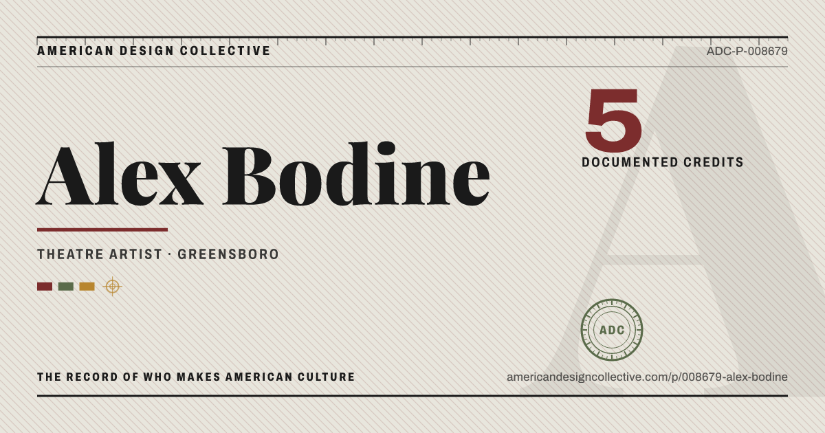 Registry card for Alex Bodine: the ADC seal, Alex Bodine, and how much is on record.