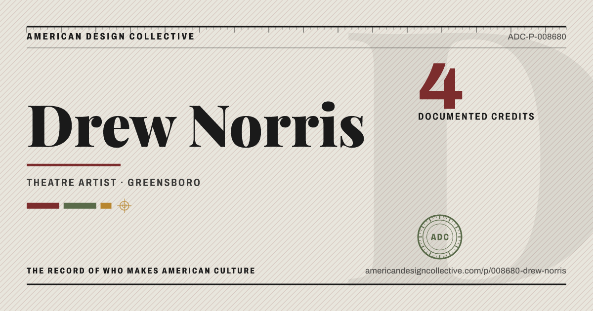Registry card for Drew Norris: the ADC seal, Drew Norris, and how much is on record.