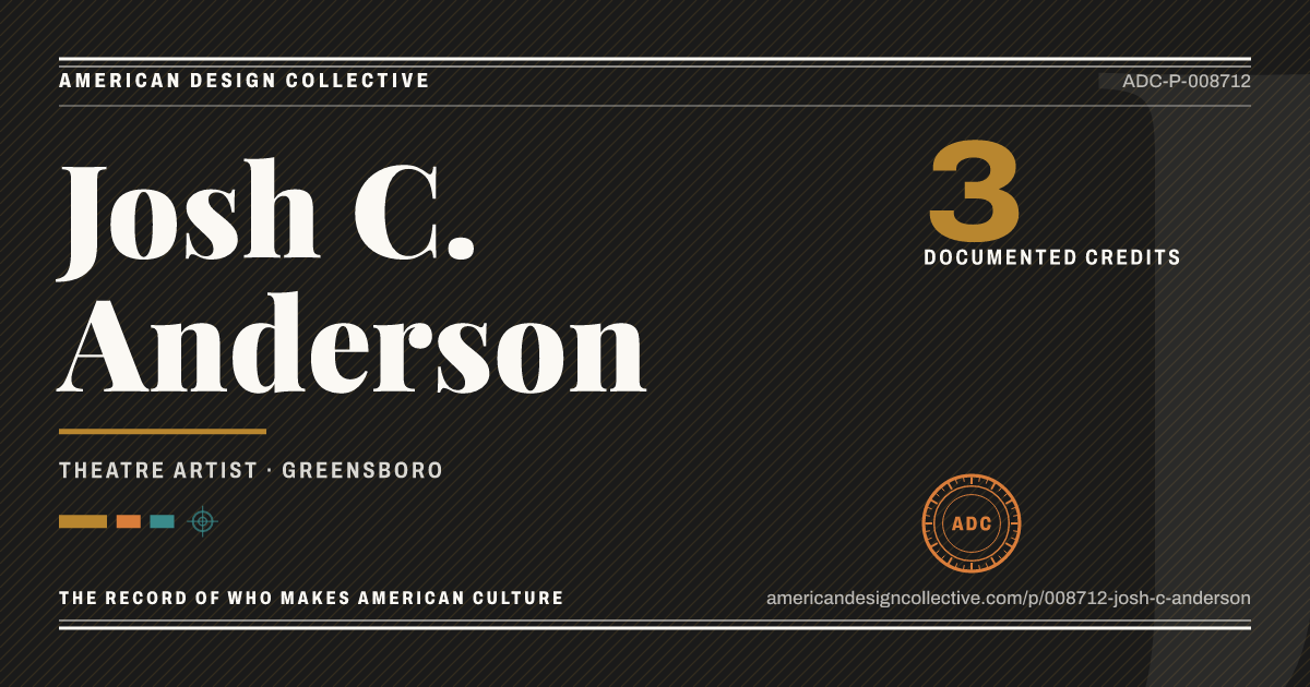 Registry card for Josh C. Anderson: the ADC seal, Josh C. Anderson, and how much is on record.