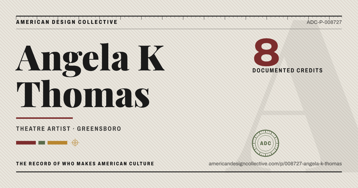 Registry card for Angela K Thomas: the ADC seal, Angela K Thomas, and how much is on record.