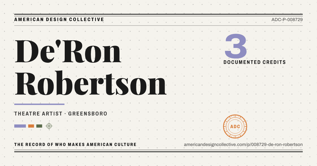Registry card for De'Ron Robertson: the ADC seal, De'Ron Robertson, and how much is on record.