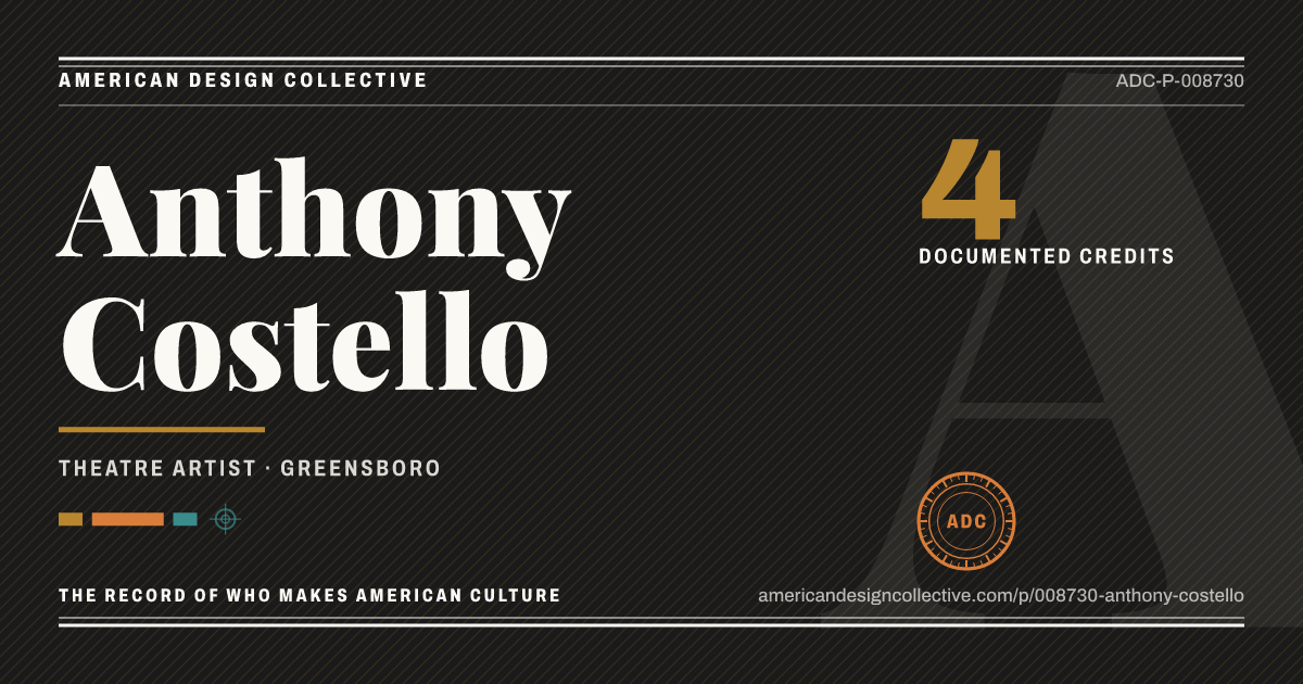 Registry card for Anthony Costello: the ADC seal, Anthony Costello, and how much is on record.