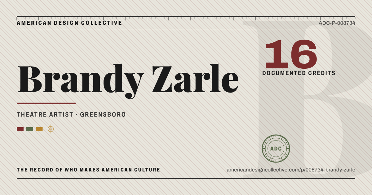 Registry card for Brandy Zarle: the ADC seal, Brandy Zarle, and how much is on record.