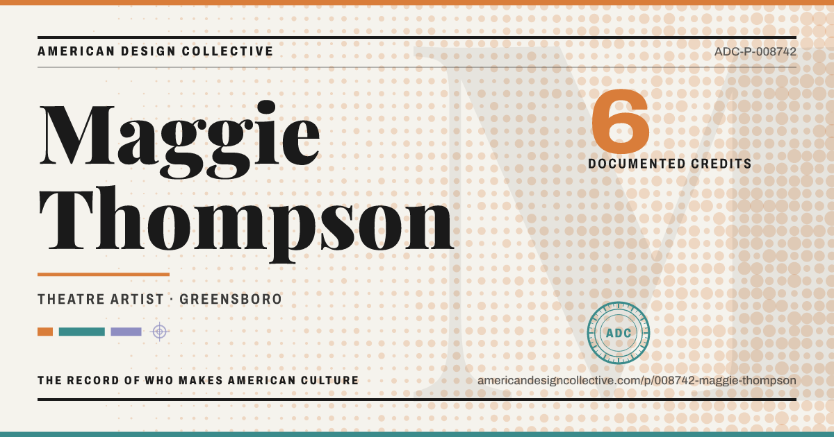Registry card for Maggie Thompson: the ADC seal, Maggie Thompson, and how much is on record.