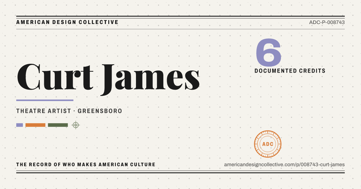 Registry card for Curt James: the ADC seal, Curt James, and how much is on record.