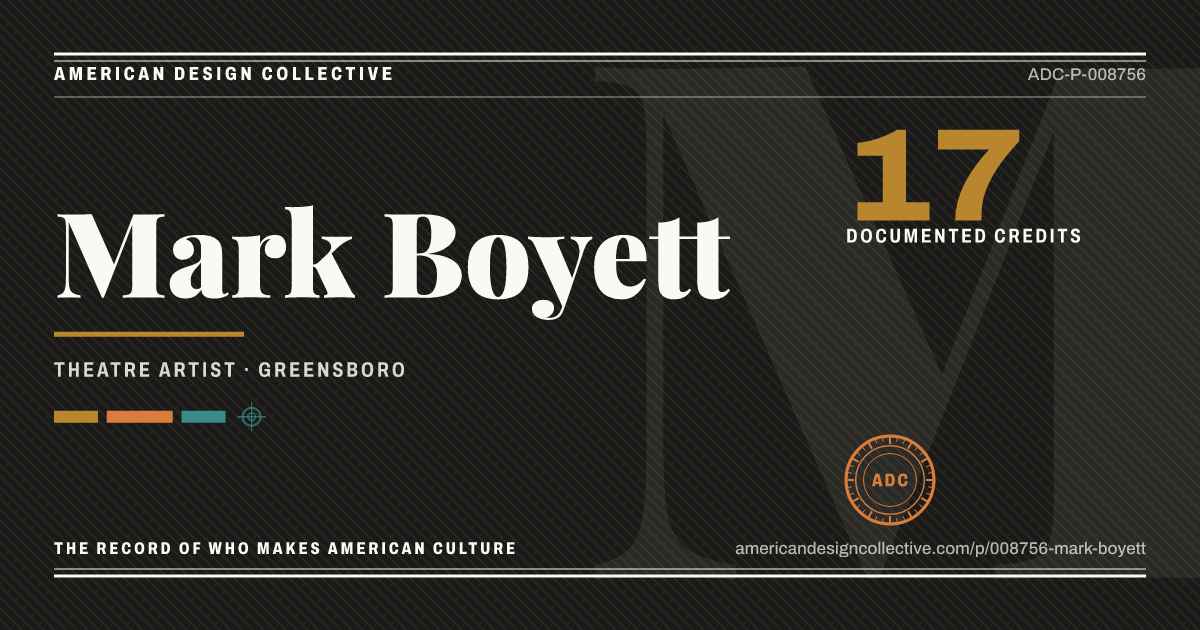 Registry card for Mark Boyett: the ADC seal, Mark Boyett, and how much is on record.