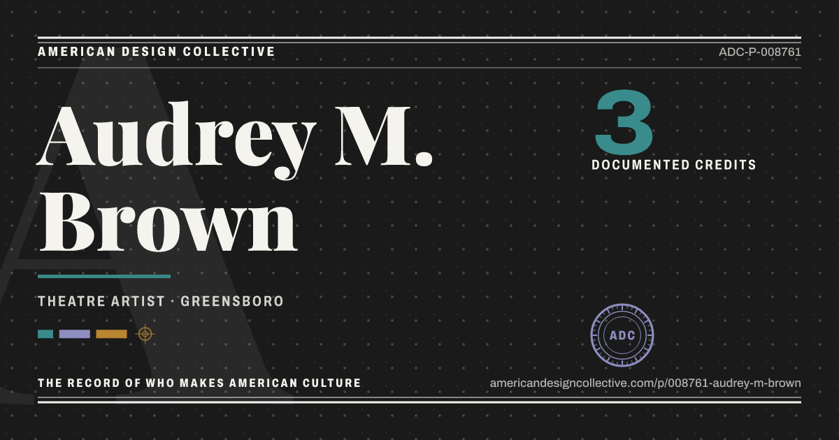 Registry card for Audrey M. Brown: the ADC seal, Audrey M. Brown, and how much is on record.