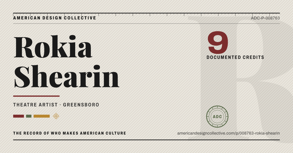 Registry card for Rokia Shearin: the ADC seal, Rokia Shearin, and how much is on record.