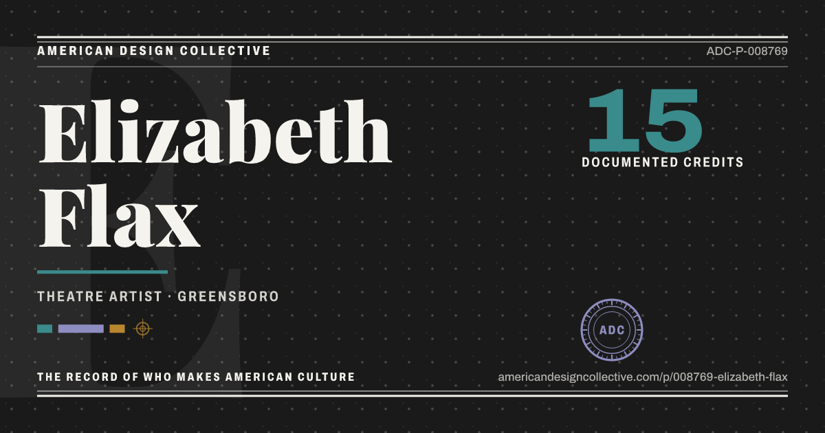 Registry card for Elizabeth Flax: the ADC seal, Elizabeth Flax, and how much is on record.