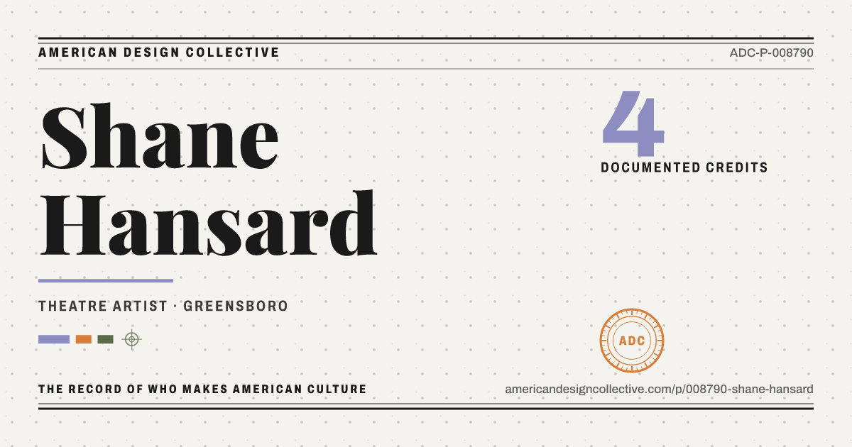 Registry card for Shane Hansard: the ADC seal, Shane Hansard, and how much is on record.