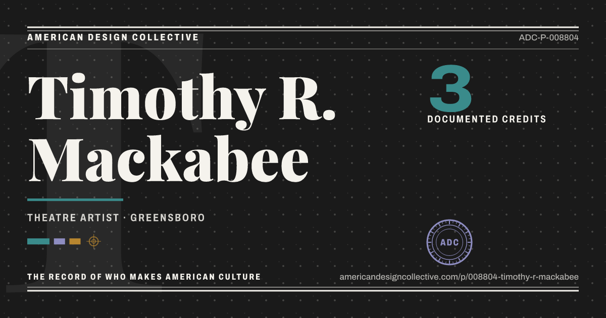 Registry card for Timothy R. Mackabee: the ADC seal, Timothy R. Mackabee, and how much is on record.