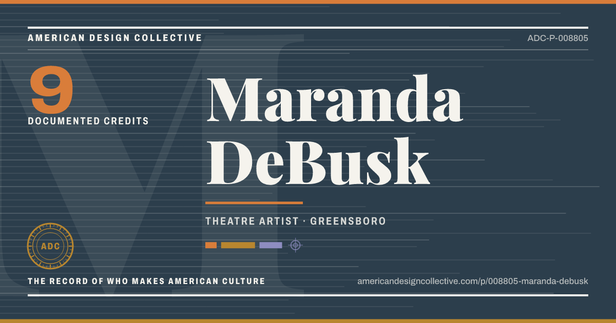 Registry card for Maranda DeBusk: the ADC seal, Maranda DeBusk, and how much is on record.