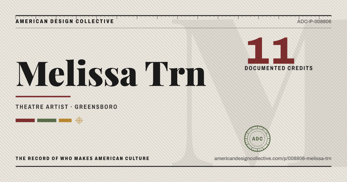 Registry card for Melissa Trn: the ADC seal, Melissa Trn, and how much is on record.