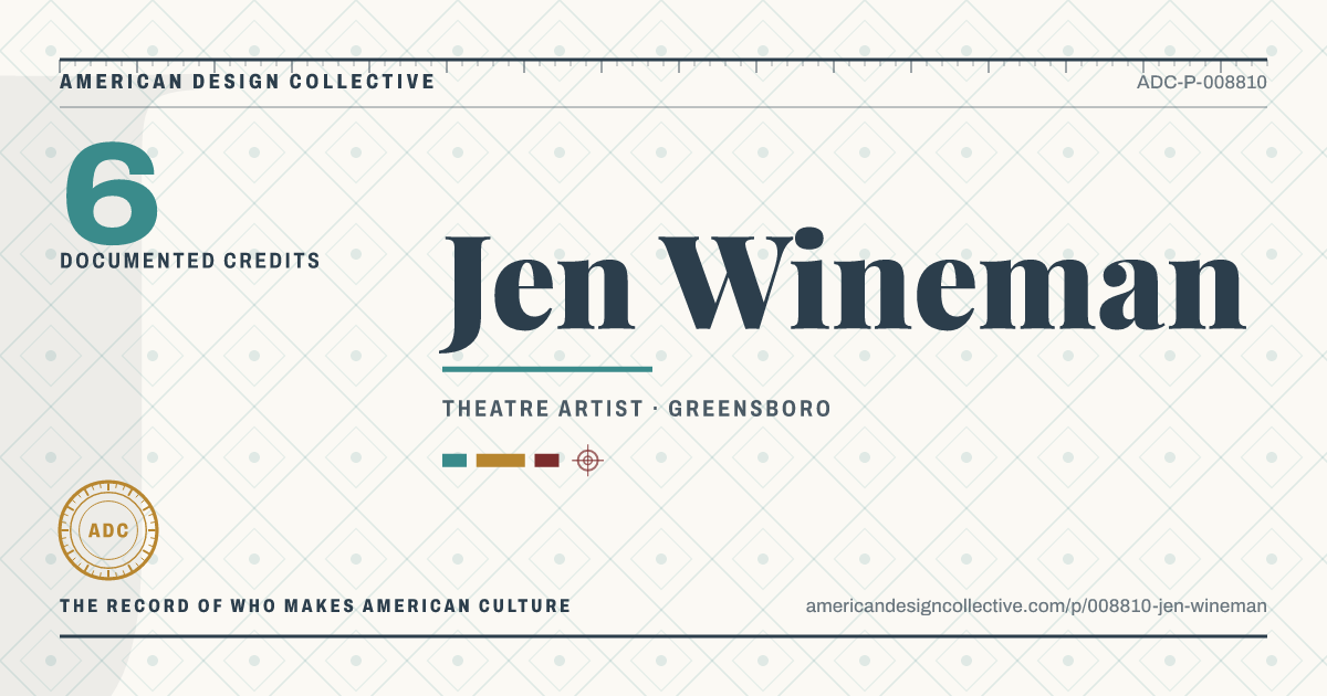 Registry card for Jen Wineman: the ADC seal, Jen Wineman, and how much is on record.