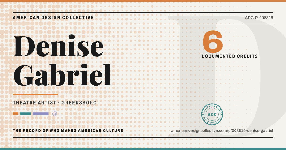 Registry card for Denise Gabriel: the ADC seal, Denise Gabriel, and how much is on record.
