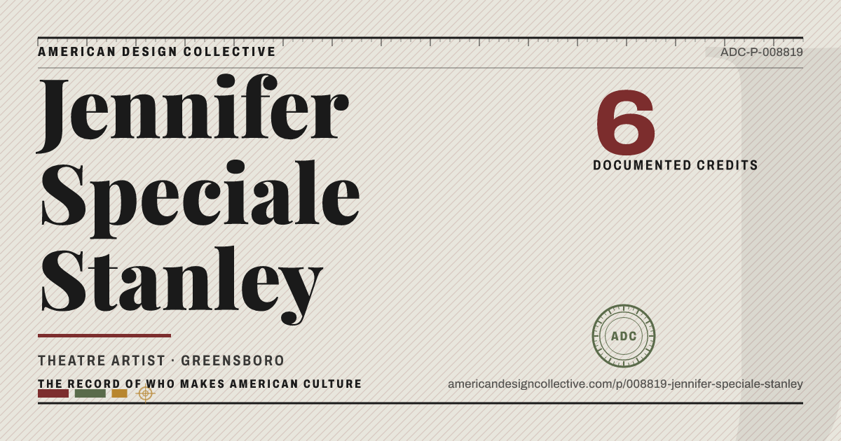 Registry card for Jennifer Speciale Stanley: the ADC seal, Jennifer Speciale Stanley, and how much is on record.