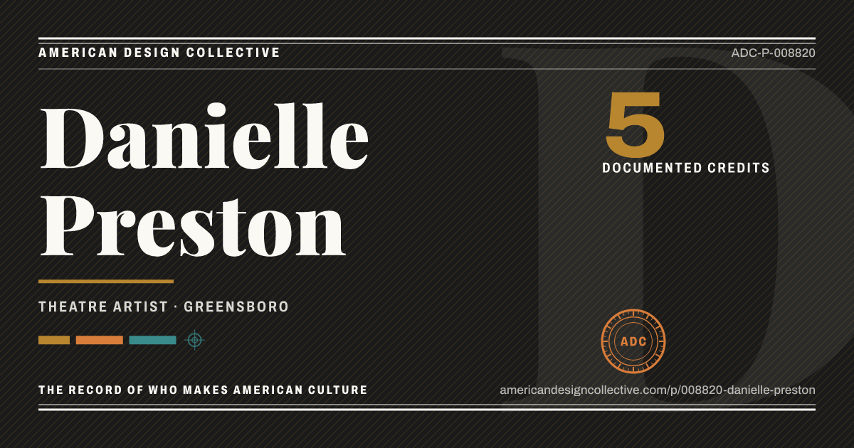 Registry card for Danielle Preston: the ADC seal, Danielle Preston, and how much is on record.
