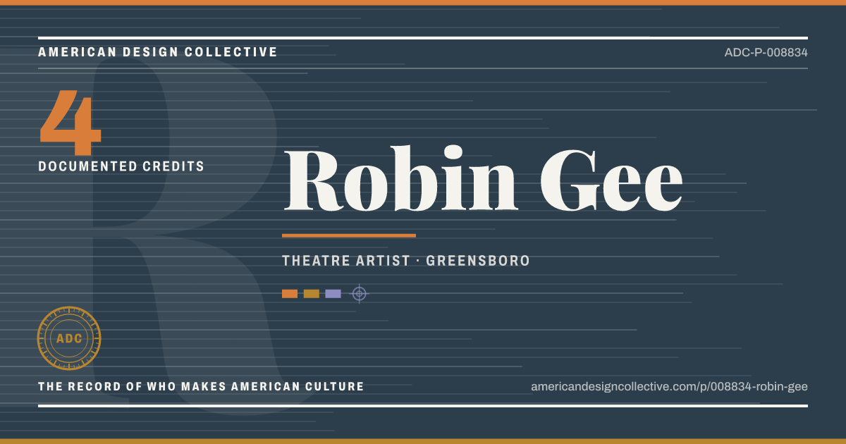 Registry card for Robin Gee: the ADC seal, Robin Gee, and how much is on record.