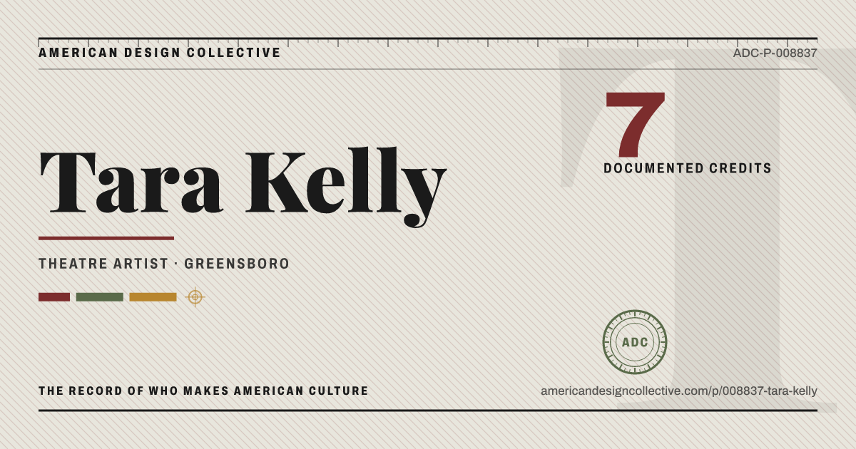 Registry card for Tara Kelly: the ADC seal, Tara Kelly, and how much is on record.