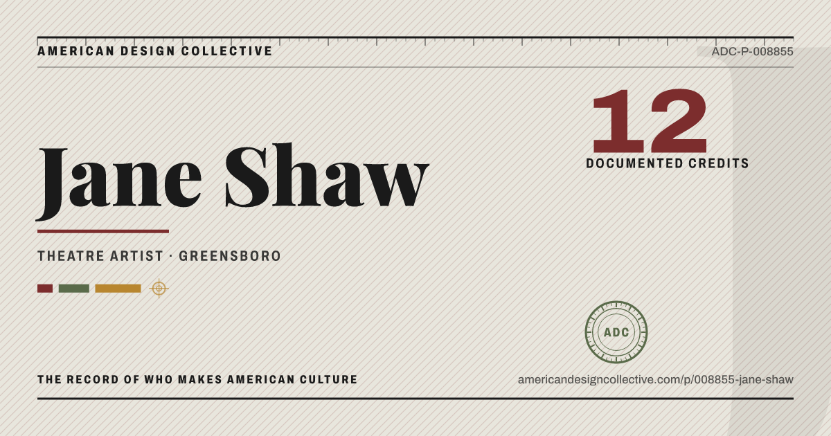 Registry card for Jane Shaw: the ADC seal, Jane Shaw, and how much is on record.