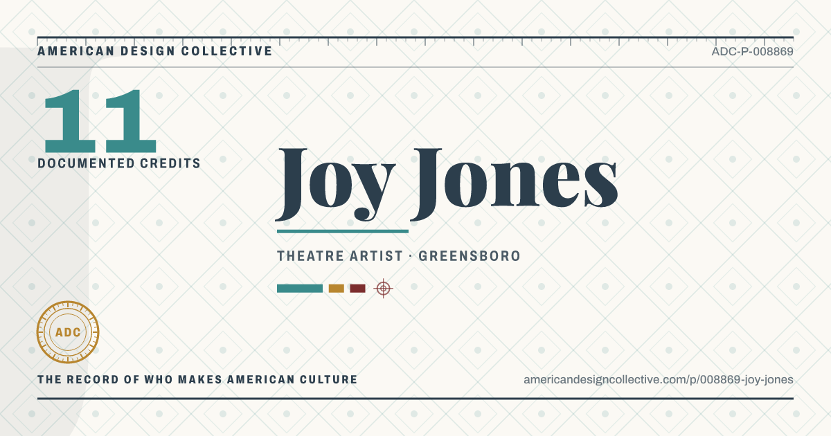Registry card for Joy Jones: the ADC seal, Joy Jones, and how much is on record.