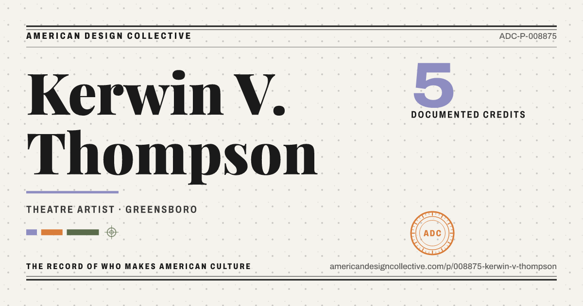 Registry card for Kerwin V. Thompson: the ADC seal, Kerwin V. Thompson, and how much is on record.