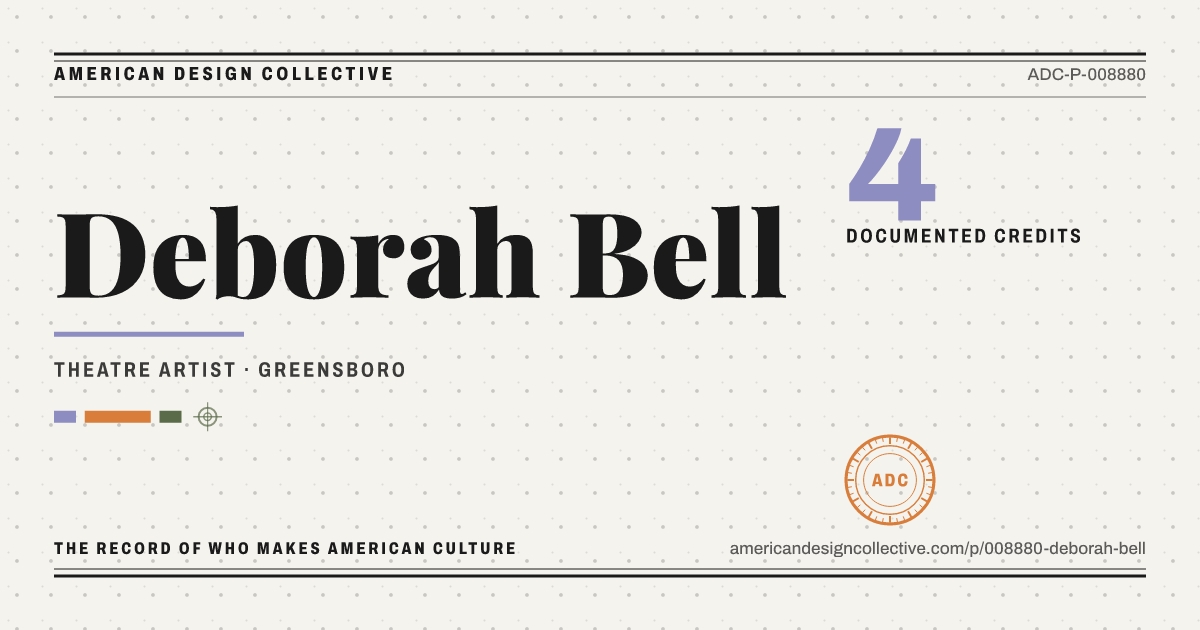 Registry card for Deborah Bell: the ADC seal, Deborah Bell, and how much is on record.