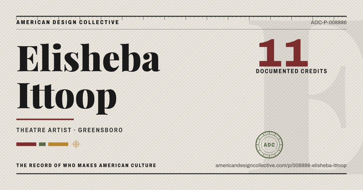 Registry card for Elisheba Ittoop: the ADC seal, Elisheba Ittoop, and how much is on record.