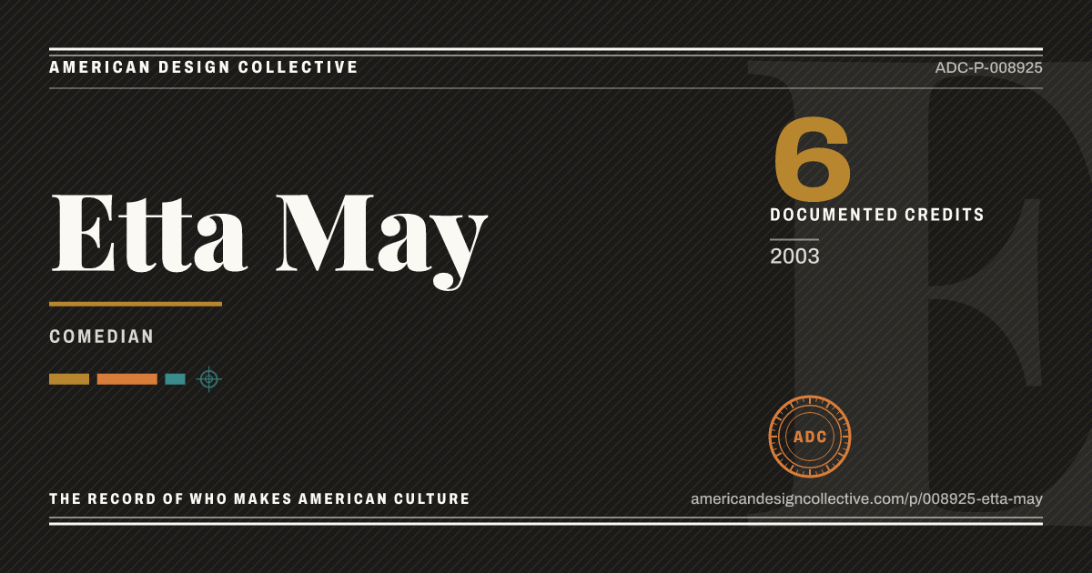 Registry card for Etta May: the ADC seal, Etta May, and how much is on record.