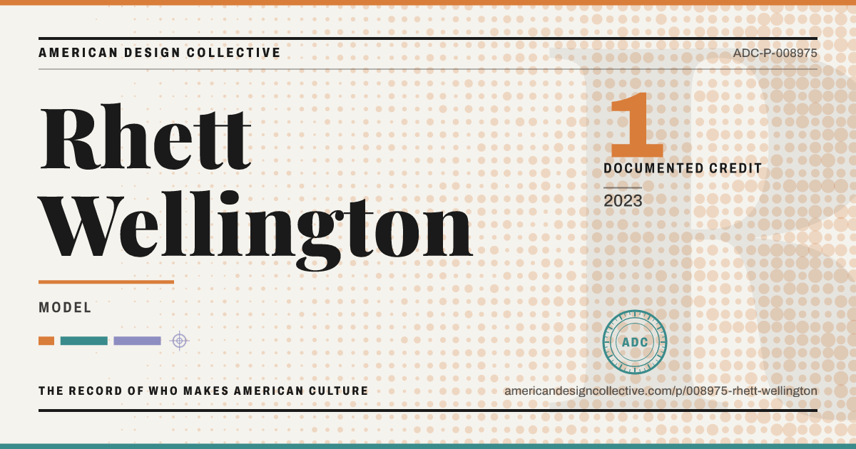 Registry card for Rhett Wellington: the ADC seal, Rhett Wellington, and how much is on record.