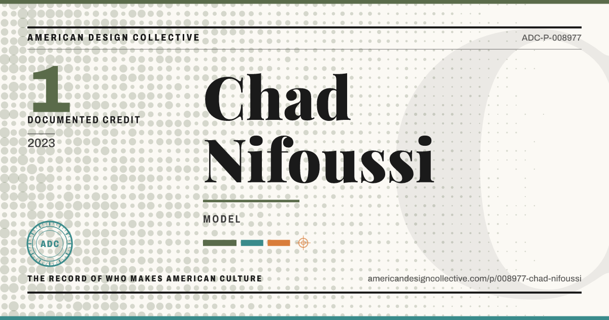 Registry card for Chad Nifoussi: the ADC seal, Chad Nifoussi, and how much is on record.