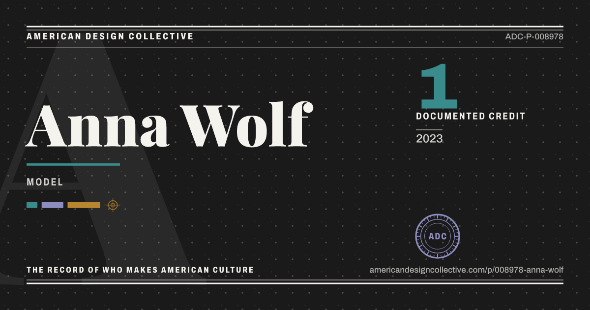 Registry card for Anna Wolf: the ADC seal, Anna Wolf, and how much is on record.