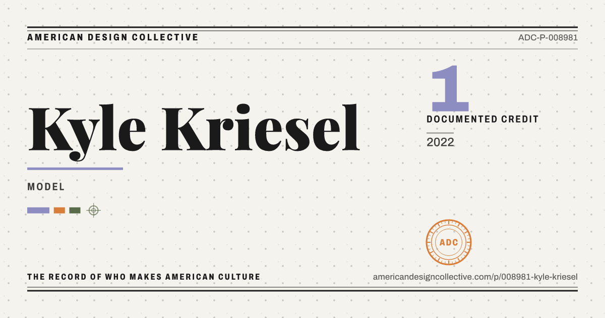 Registry card for Kyle Kriesel: the ADC seal, Kyle Kriesel, and how much is on record.