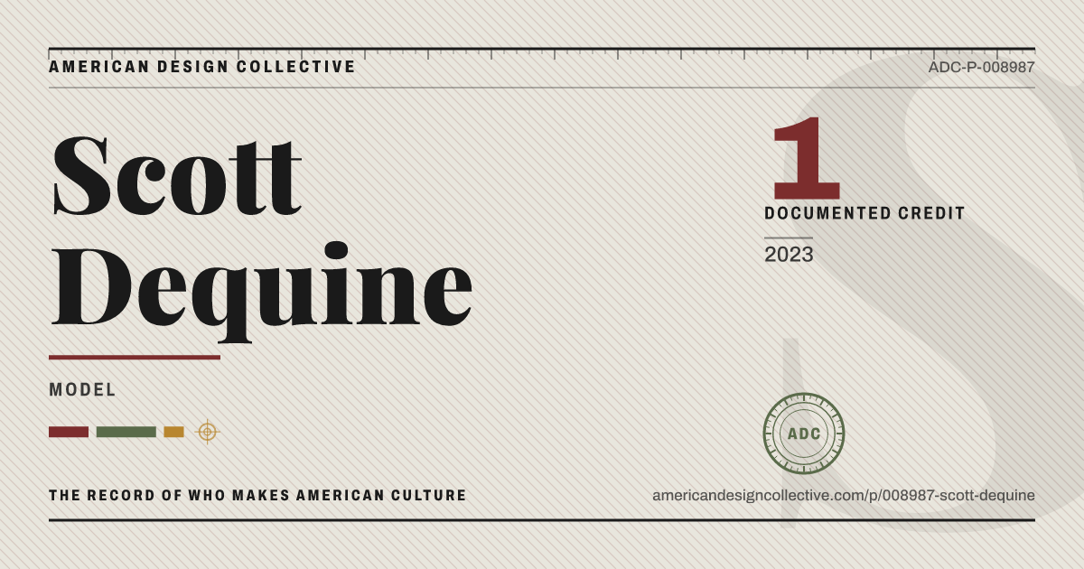 Registry card for Scott Dequine: the ADC seal, Scott Dequine, and how much is on record.