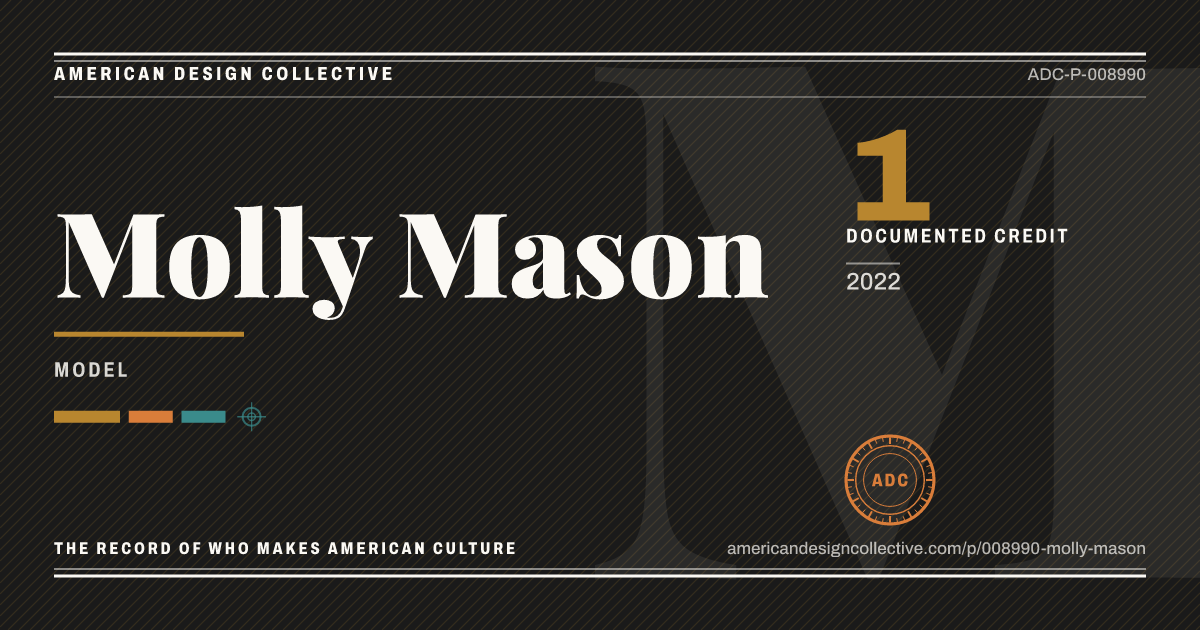 Registry card for Molly Mason: the ADC seal, Molly Mason, and how much is on record.