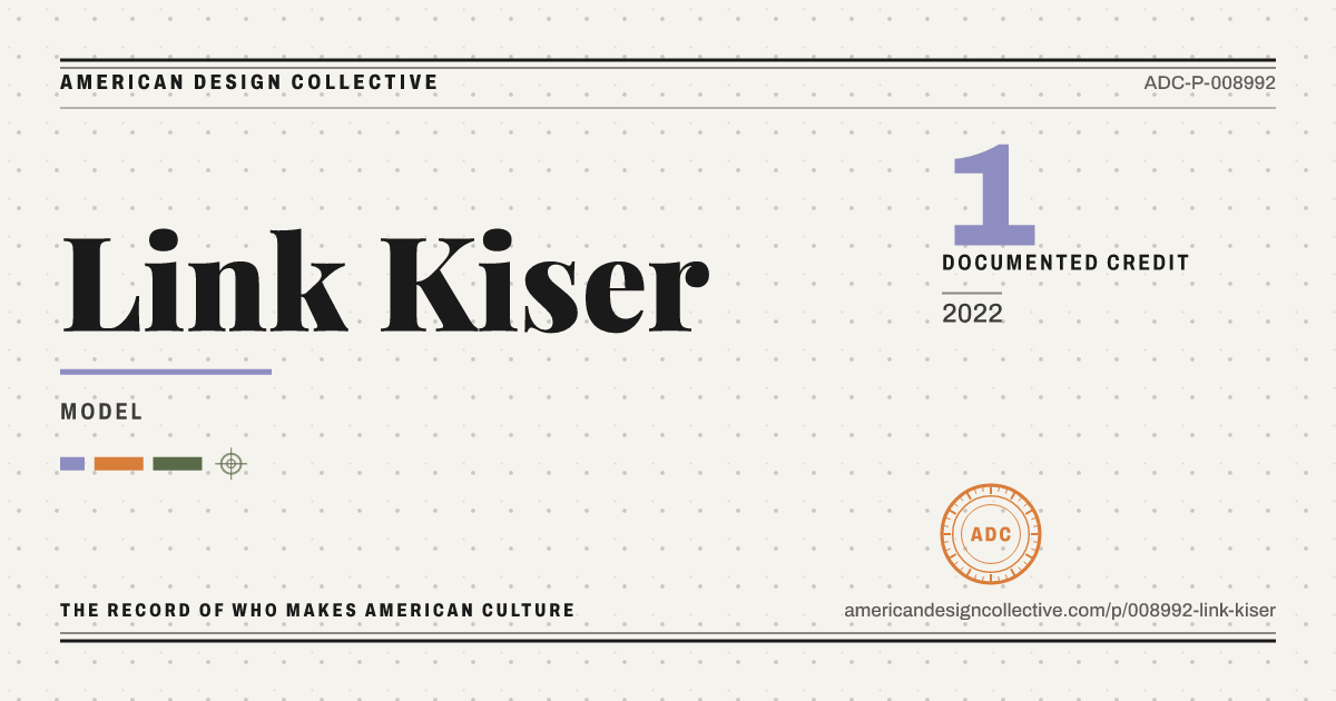 Registry card for Link Kiser: the ADC seal, Link Kiser, and how much is on record.