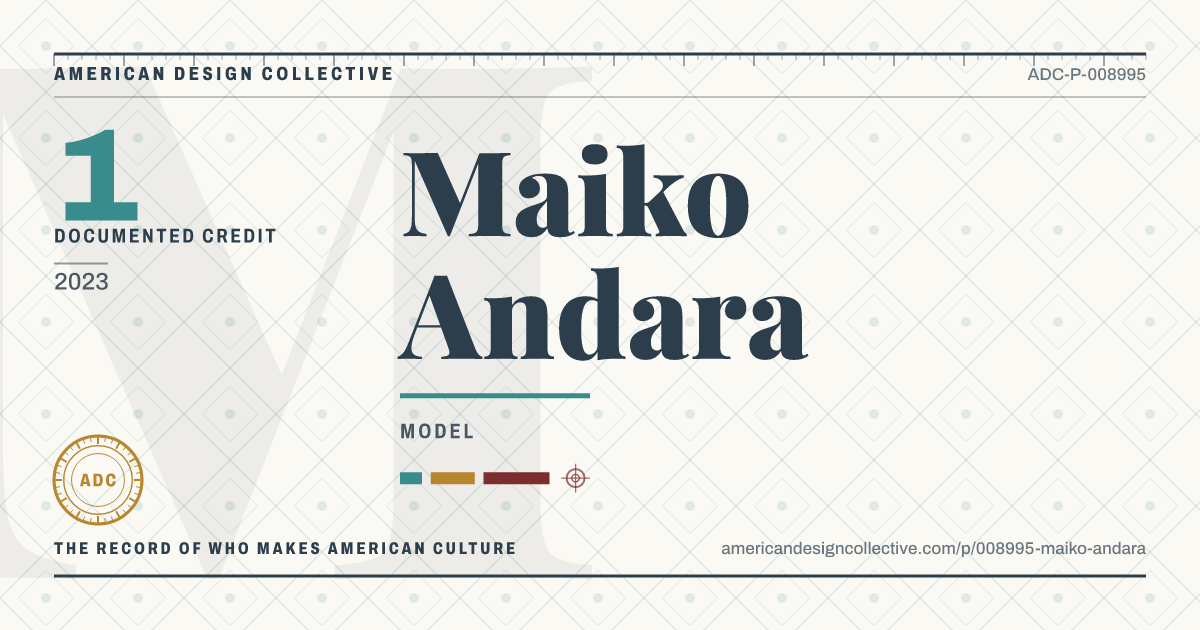 Registry card for Maiko Andara: the ADC seal, Maiko Andara, and how much is on record.