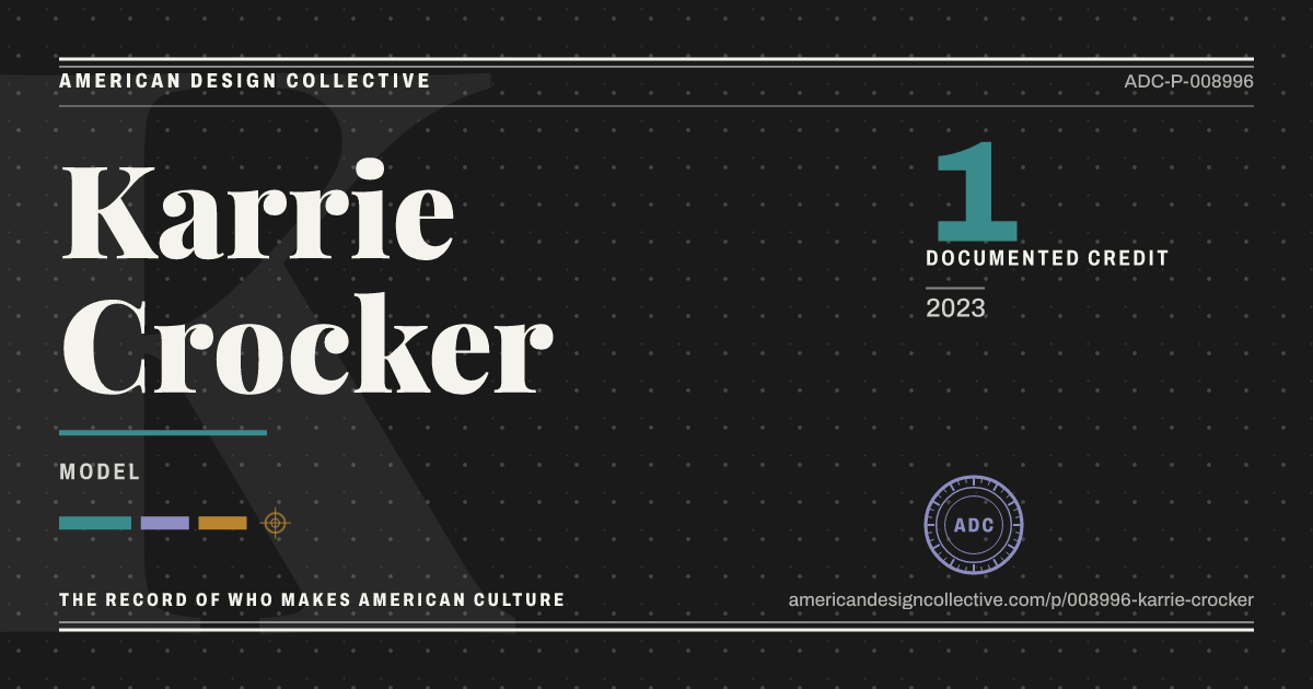 Registry card for Karrie Crocker: the ADC seal, Karrie Crocker, and how much is on record.