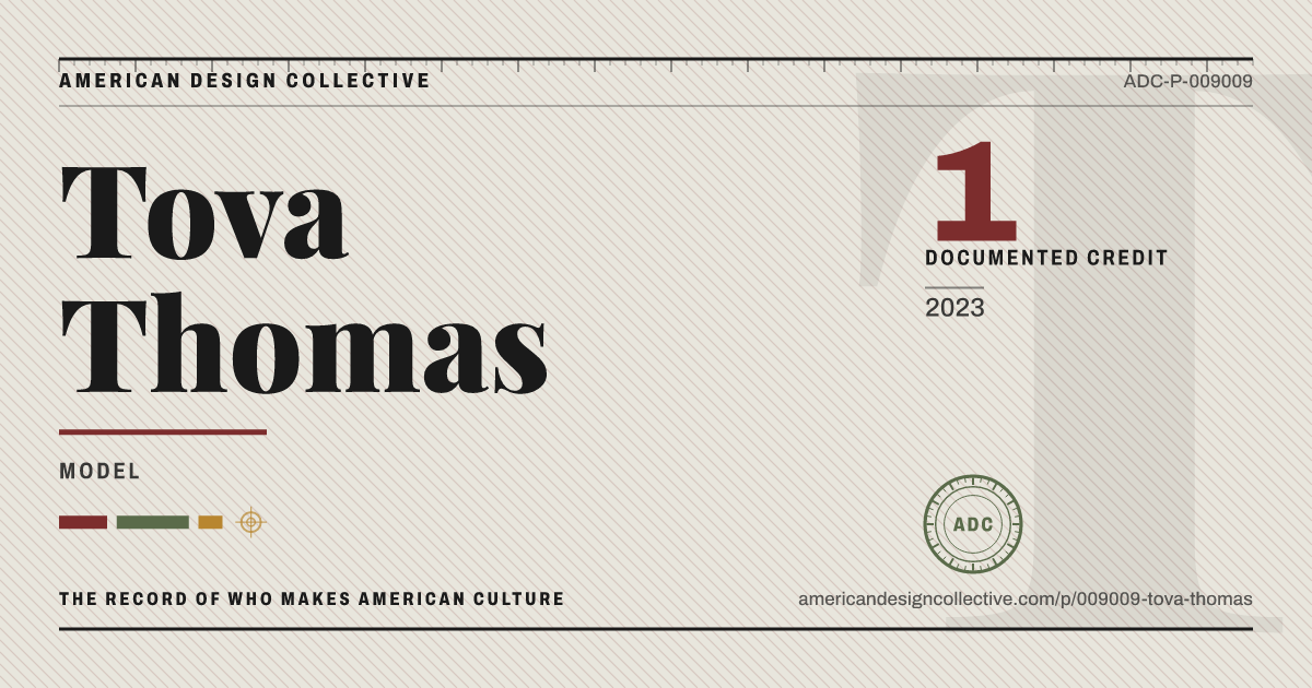 Registry card for Tova Thomas: the ADC seal, Tova Thomas, and how much is on record.