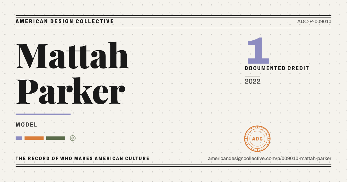 Registry card for Mattah Parker: the ADC seal, Mattah Parker, and how much is on record.