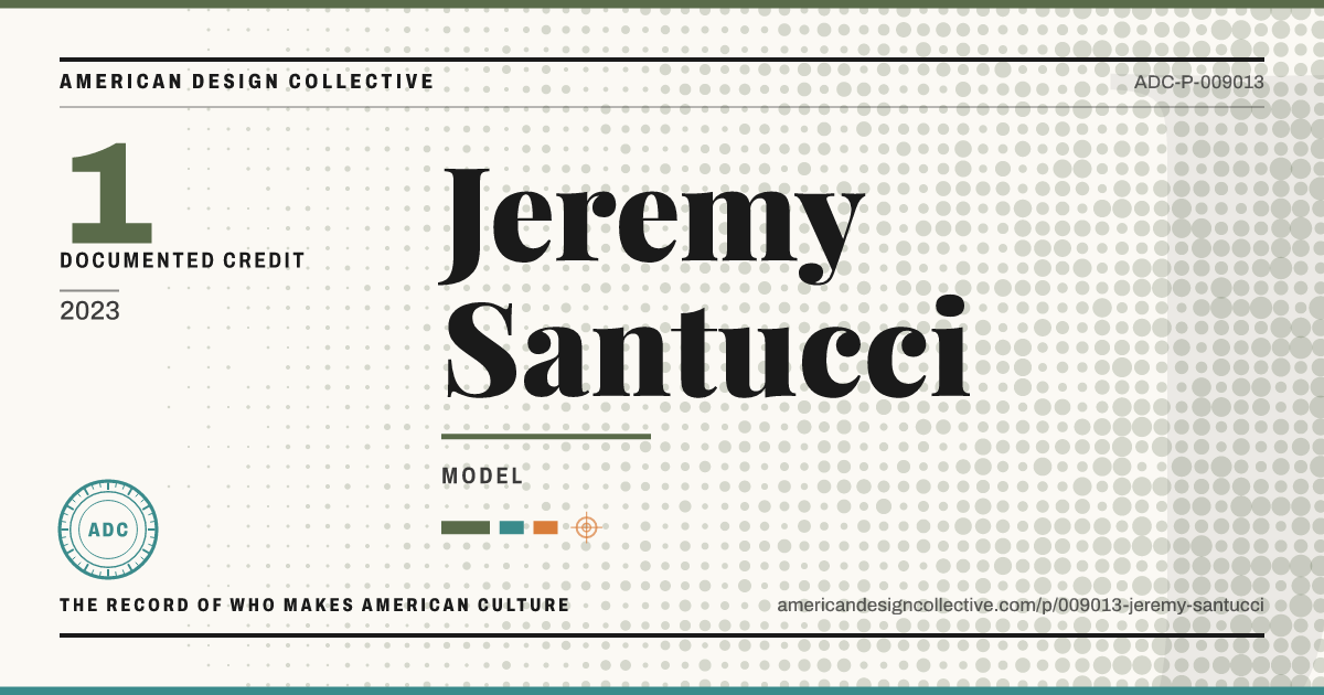 Registry card for Jeremy Santucci: the ADC seal, Jeremy Santucci, and how much is on record.