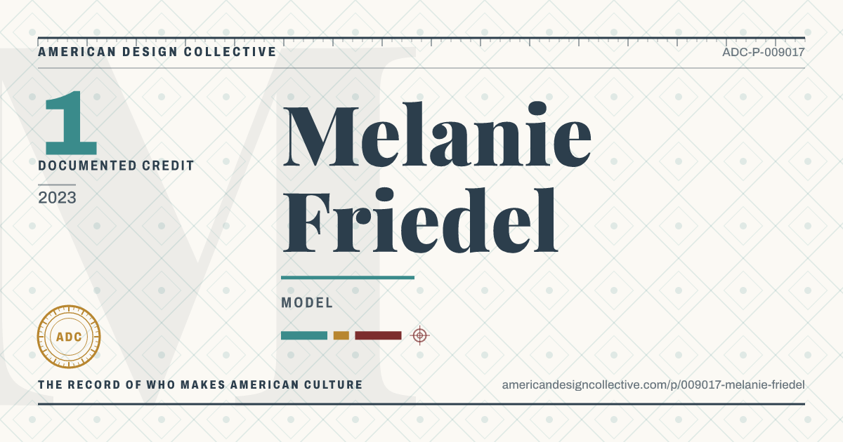 Registry card for Melanie Friedel: the ADC seal, Melanie Friedel, and how much is on record.