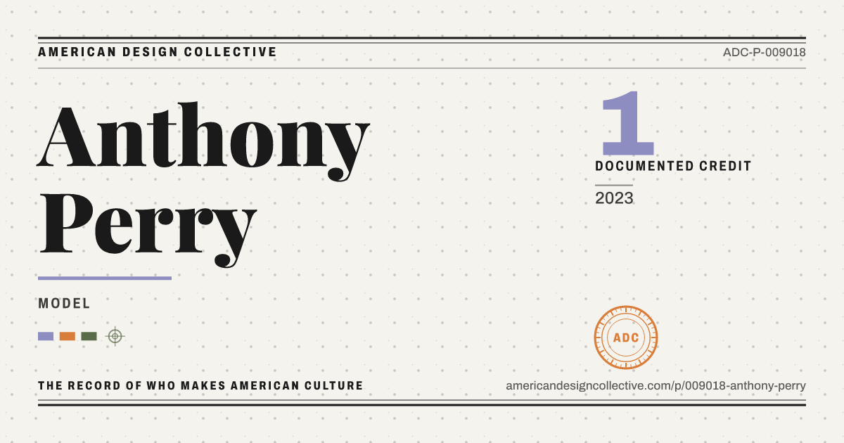 Registry card for Anthony Perry: the ADC seal, Anthony Perry, and how much is on record.