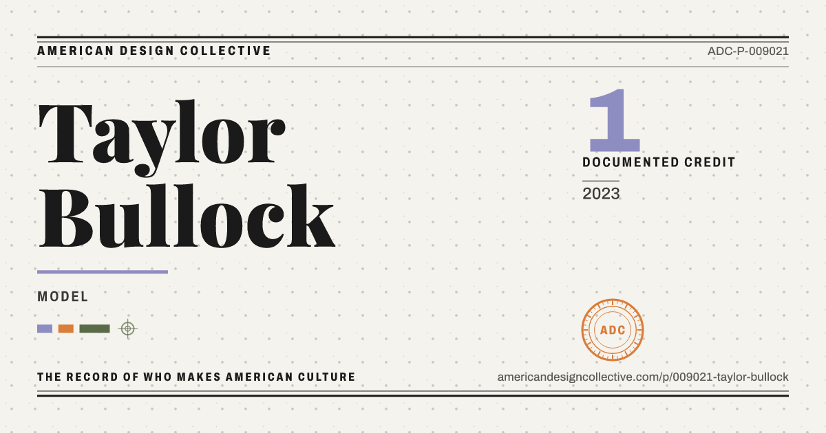 Registry card for Taylor Bullock: the ADC seal, Taylor Bullock, and how much is on record.