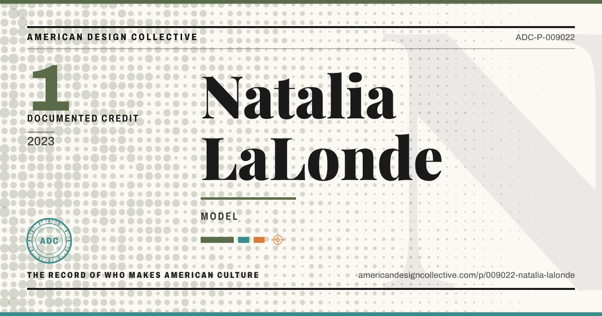 Registry card for Natalia LaLonde: the ADC seal, Natalia LaLonde, and how much is on record.