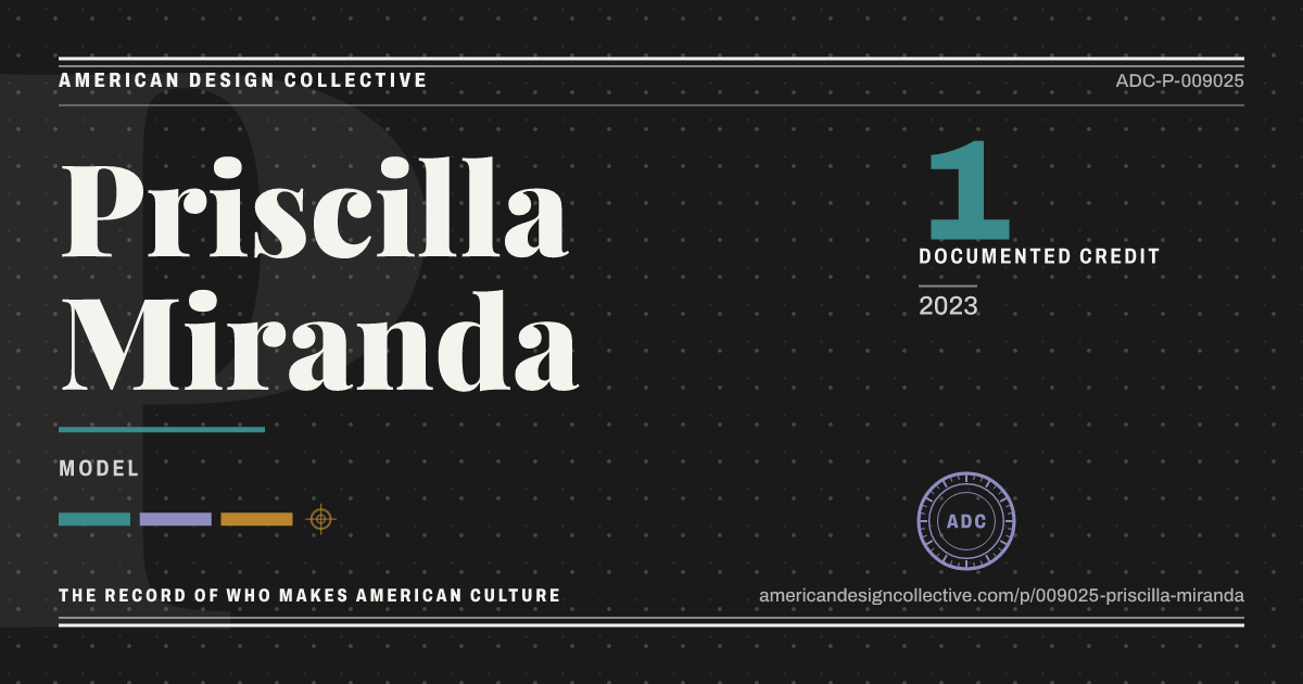 Registry card for Priscilla Miranda: the ADC seal, Priscilla Miranda, and how much is on record.