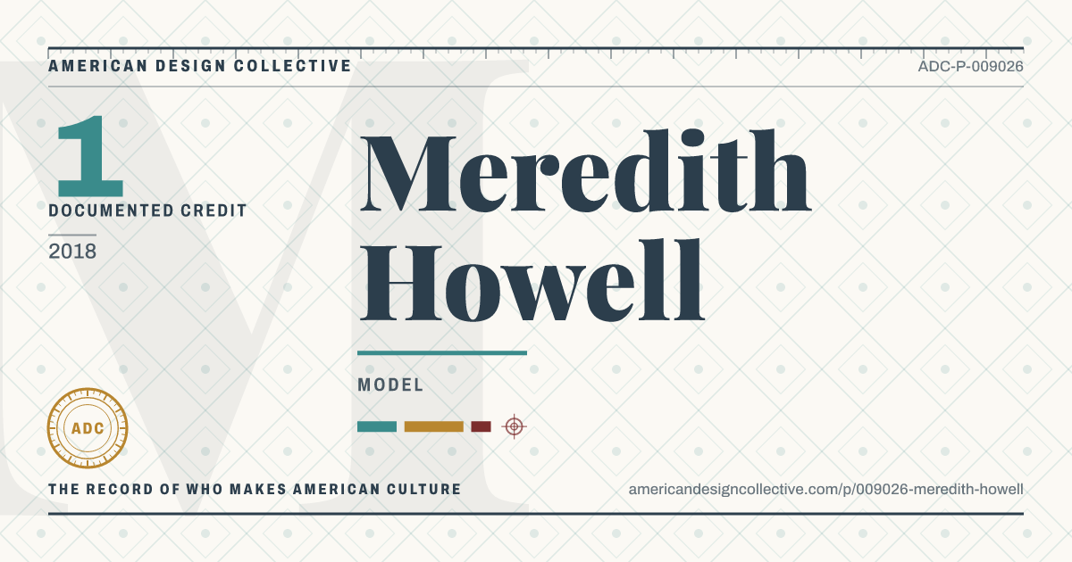 Registry card for Meredith Howell: the ADC seal, Meredith Howell, and how much is on record.