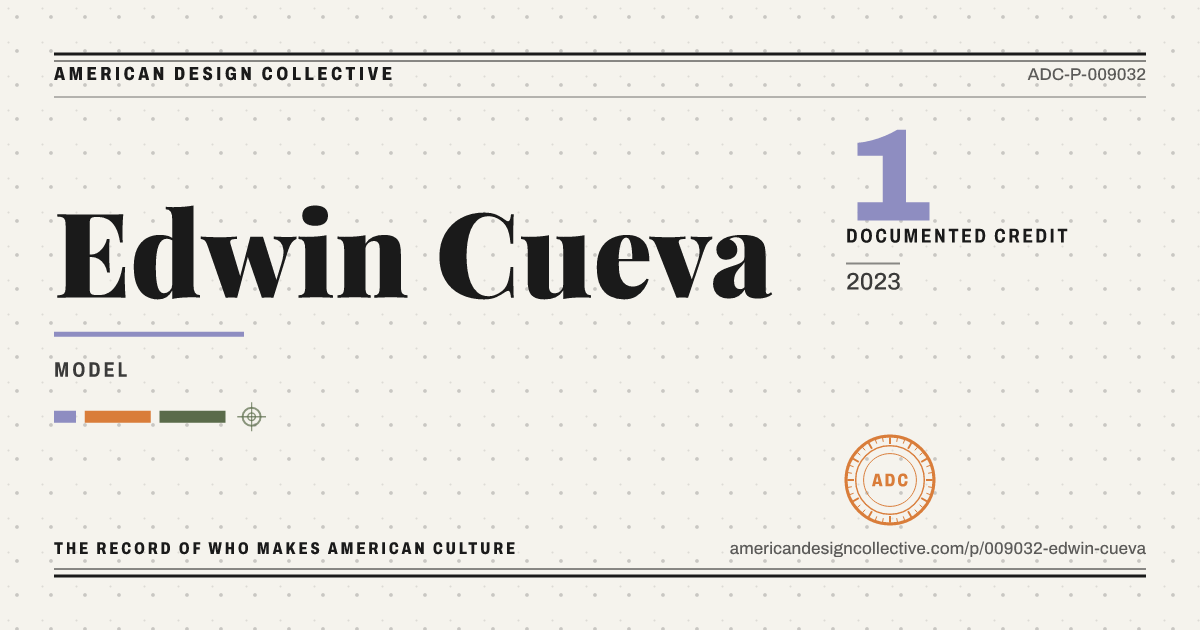 Registry card for Edwin Cueva: the ADC seal, Edwin Cueva, and how much is on record.