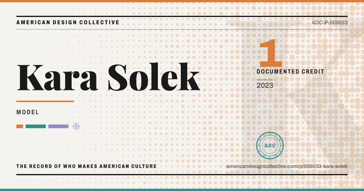 Registry card for Kara Solek: the ADC seal, Kara Solek, and how much is on record.