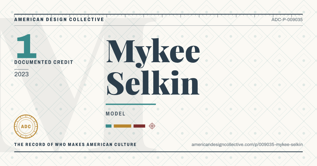 Registry card for Mykee Selkin: the ADC seal, Mykee Selkin, and how much is on record.